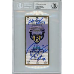 Ray Lewis Jonathon Ogden Signed Baltimore Ravens 9/1/96 Ticket HOF Beckett 47584