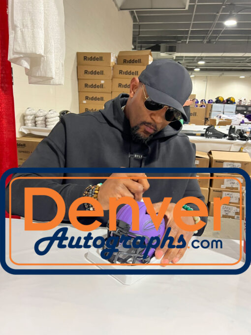 Ray Lewis Autographed/Signed Baltimore Ravens Rave Mini Helmet Beckett 49606