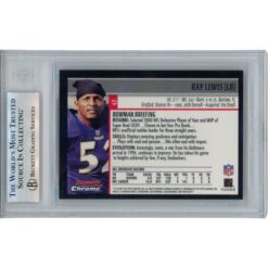 Ray Lewis Autographed 2001 Bowman Chrome #43 Trading Card Slab Beckett 53473