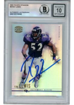 Ray Lewis Autographed 2001 Pacific Dynagon #8 Trading Card Beckett 53050