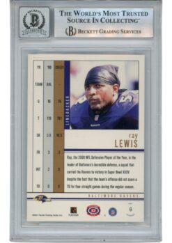 Ray Lewis Autographed 2001 Pacific Dynagon #8 Trading Card Beckett 53050