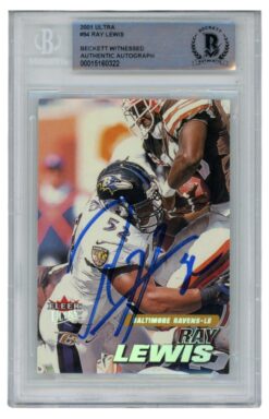 Ray Lewis Autographed/Signed 2001 Fleer Ultra #94 Trading Card Beckett 52679