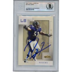 Ray Lewis Autographed/Signed 2001 Fleer #23 Trading Card Slab Beckett 53466