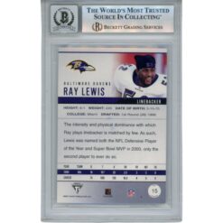 Ray Lewis Autographed 2001 Pacific Private Stock #15 Trading Card Beckett 53040