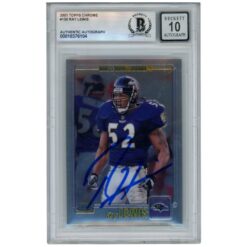 Ray Lewis Autographed 2001 Topps Chrome #130 Trading Card Beckett 52911
