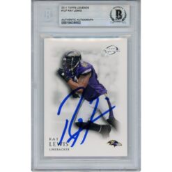 Ray Lewis Autographed 2001 Topps Legends #127 Trading Card Slab Beckett 53462