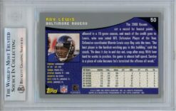 Ray Lewis Autographed/Signed 2001 Topps #50 Trading Card Slab Beckett 53478