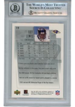 Ray Lewis Autographed 2001 Upper Deck MVP #19 Trading Card Beckett 53030