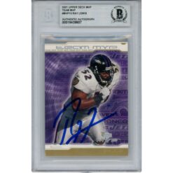 Ray Lewis Autographed/Signed 2001 UD MVP #13 Trading Card Slab Beckett 53527