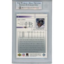 Ray Lewis Autographed/Signed 2001 Upper Deck #14 Trading Card Slab Beckett 53469