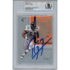 Ray Lewis Autographed/Signed 2001 UD SP #8 Trading Card Slab Beckett 53472