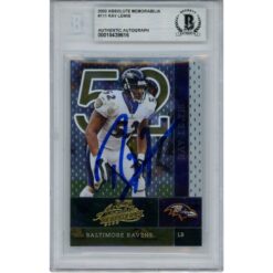 Ray Lewis Autographed/Signed 2002 Absolute #111 Trading Card Slab Beckett 53506