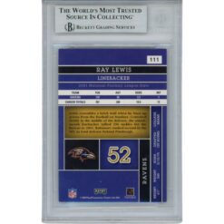 Ray Lewis Autographed/Signed 2002 Absolute #111 Trading Card Slab Beckett 53506