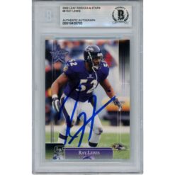 Ray Lewis Autographed 2002 Leaf Rookies Stars #8 Trading Card Slab Beckett 53475