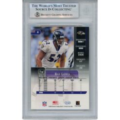 Ray Lewis Autographed 2002 Leaf Rookies Stars #8 Trading Card Slab Beckett 53475