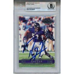Ray Lewis Autographed 2002 Playoff Honors #7 Trading Card Slab Beckett 53464