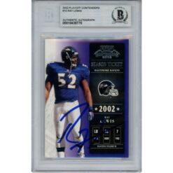 Ray Lewis Autographed 2002 Playoff Contenders #15 Trading Card Beckett 53480