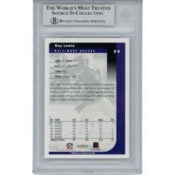 Ray Lewis Autographed/Signed 2002 Score #24 Trading Card Slab Beckett 53467