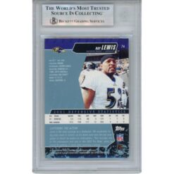 Ray Lewis Autographed 2002 Stadium Club #74 Trading Card Slab Beckett 53463