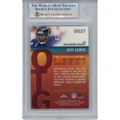 Ray Lewis Autographed 2002 Topps Chrome #OG27 Trading Card Slab Beckett 53474