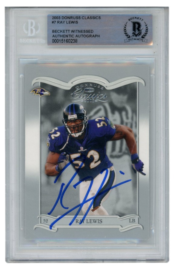 Ray Lewis Autographed/Signed 2003 Donruss Classics #7 Trading Card Beckett 52694 1 Ray Lewis Autographed/Signed 2003 Donruss Classics #7 Trading Card Beckett 52694