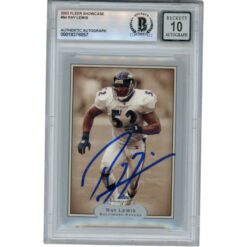 Ray Lewis Autographed 2003 Fleer Showcase #54 Trading Card Beckett 52987