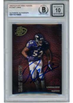 Ray Lewis Autographed 2003 Playoff Hogg Heaven #12 Trading Card Beckett 53038