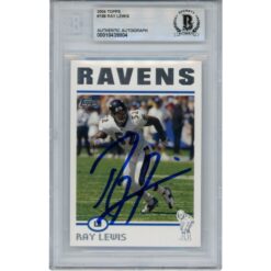 Ray Lewis Autographed/Signed 2004 Topps #188 Trading Card Slab Beckett 53459