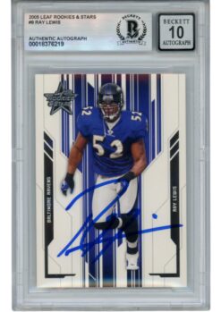 Ray Lewis Autographed 2005 Leaf Rookies & Stars #9 Trading Card Beckett 53025