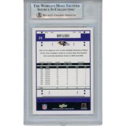 Ray Lewis Autographed/Signed 2005 Score #25 Trading Card Slab Beckett 53476