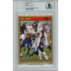 Ray Lewis Autographed 2005 Topps Gold Parallel #52 Trading Card Beckett 52929