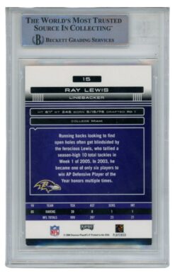 Ray Lewis Autographed/Signed 2006 Absolute #15 Trading Card Slab Beckett 52688