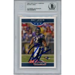 Ray Lewis Autographed 2006 Topps True Champs #10/18 Trading Card Beckett 53520