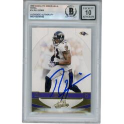 Ray Lewis Autographed 2008 Playoff Absolute #14 Trading Card Beckett 53044