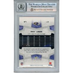 Ray Lewis Autographed/Signed 2008 Score #27 Trading Card Beckett 52968