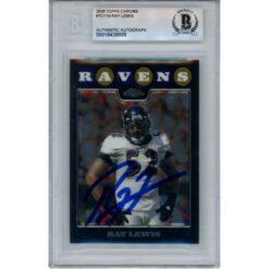 Ray Lewis Autographed 2008 Topps Chrome #116 Trading Card Slab Beckett 53458