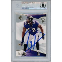 Ray Lewis Autographed/Signed 2009 UD SP Gold #93 Trading Card Slab Beckett 53457