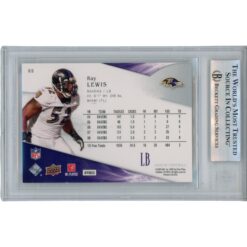 Ray Lewis Autographed/Signed 2009 UD SP Gold #93 Trading Card Slab Beckett 53457