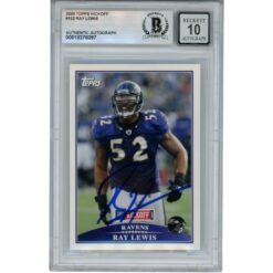 Ray Lewis Autographed 2009 Topps Kickoff #102 Trading Card Beckett 52956