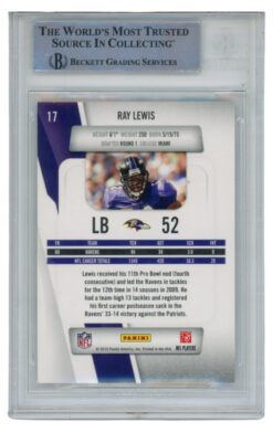Ray Lewis Autographed/Signed 2010 Panini Prestige #17 Trading Card Beckett 52500