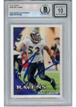 Ray Lewis Autographed/Signed 2010 Topps #160 Trading Card Beckett 53027