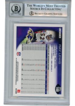 Ray Lewis Autographed/Signed 2010 Topps #160 Trading Card Beckett 53027