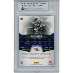 Ray Lewis Autographed 2011 Gridiron Gear #27 Trading Card Slab Beckett 53497