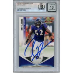 Ray Lewis Autographed 2011 Gridiron Gear #27 Trading Card Beckett 53003