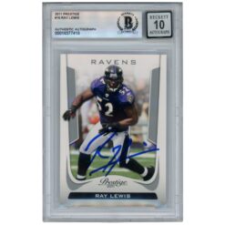 Ray Lewis Autographed/Signed 2011 Prestige #16 Trading Card Beckett 52910