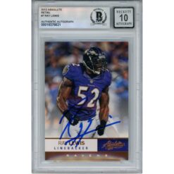 Ray Lewis Autographed/Signed 2001 Absolute #7 Trading Card Beckett 53042