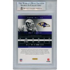 Ray Lewis Autographed/Signed 2012 Prestige #13 Trading Card Slab Beckett 53477