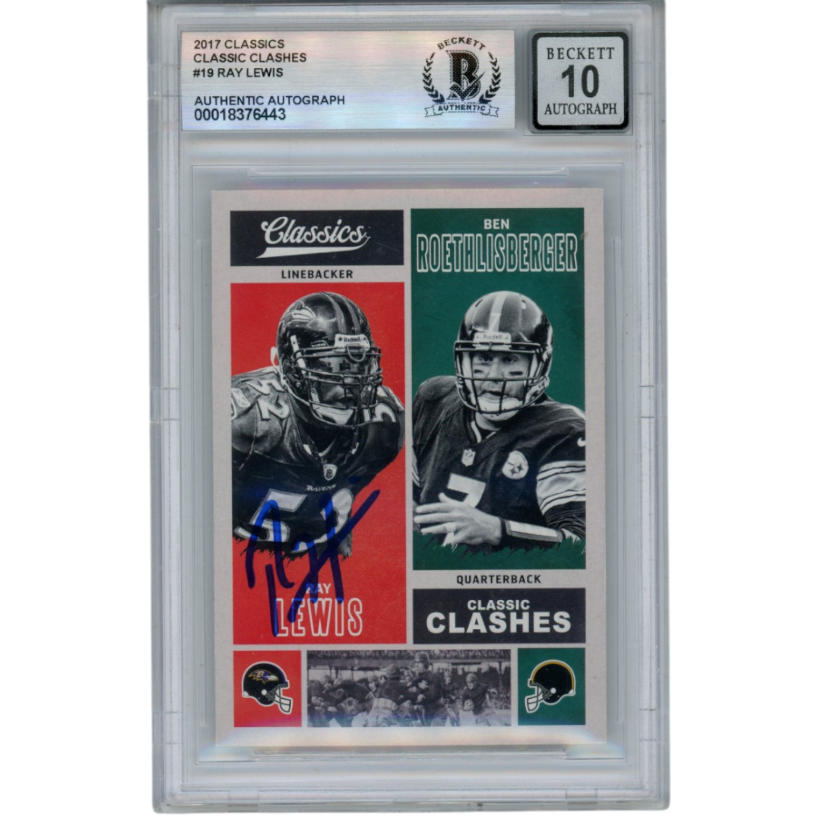 Ray Lewis Autographed 2017 Classics Clashes #CC-RLBR Trading Card Beckett 53053 1 Ray Lewis Autographed 2017 Classics Clashes #CC-RLBR Trading Card Beckett 53053