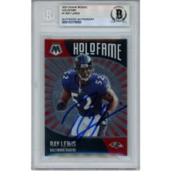 Ray Lewis Autographed 2021 Mosaic HoloFame #1 Trading Card Beckett 52951