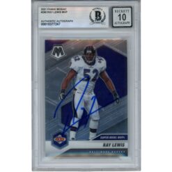 Ray Lewis Autographed/Signed 2021 Mosaic #12 Trading Card Beckett 53049